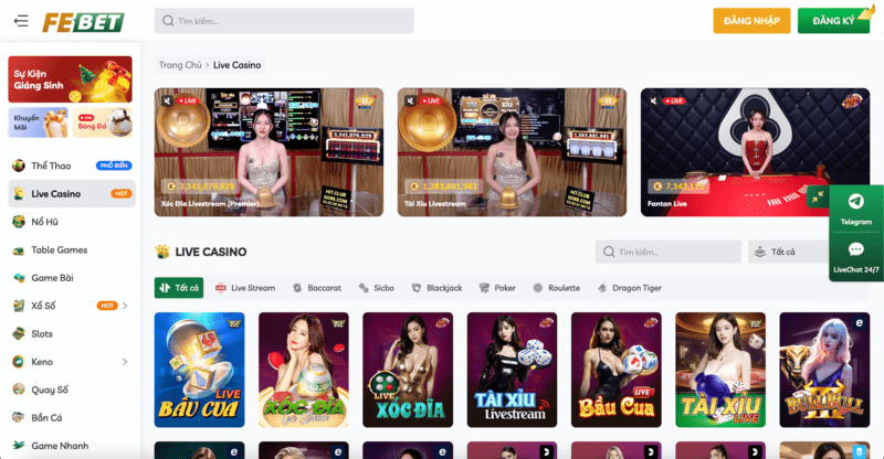 Sảnh Casino LiveStream FEBET